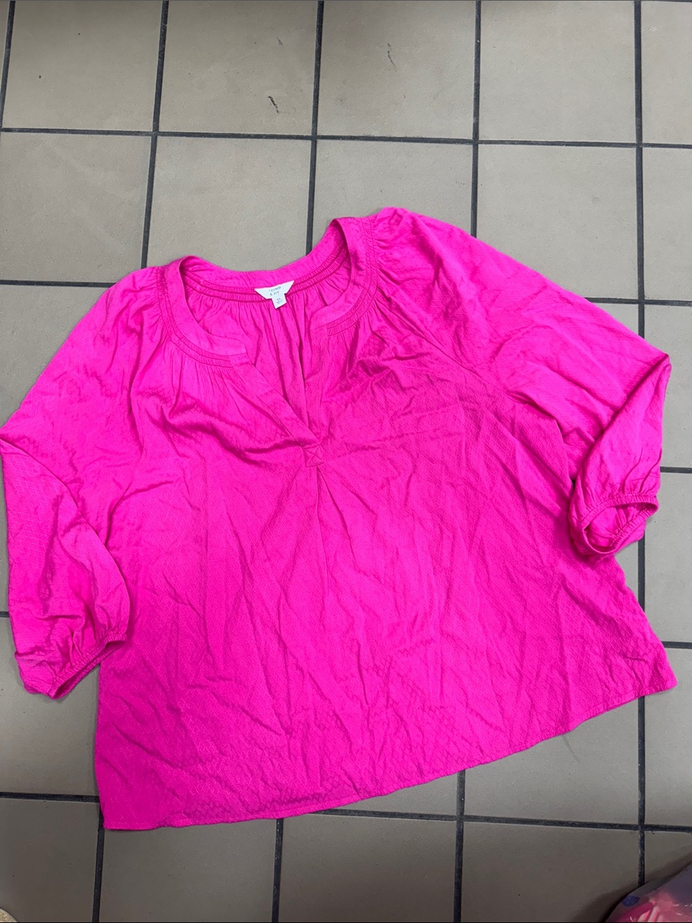 crown & ivy Hot Pink Women's Peasant Top